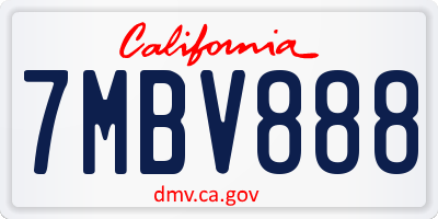 CA license plate 7MBV888