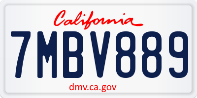 CA license plate 7MBV889
