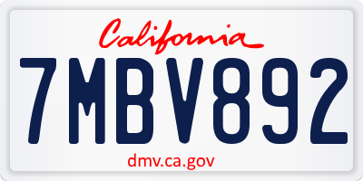 CA license plate 7MBV892