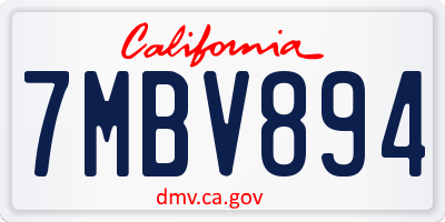 CA license plate 7MBV894