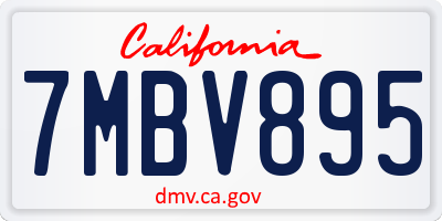 CA license plate 7MBV895