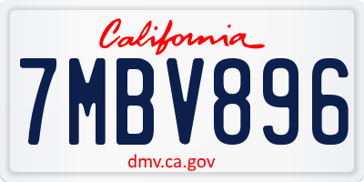 CA license plate 7MBV896