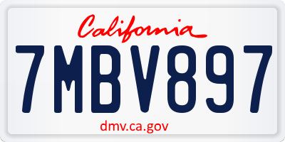 CA license plate 7MBV897