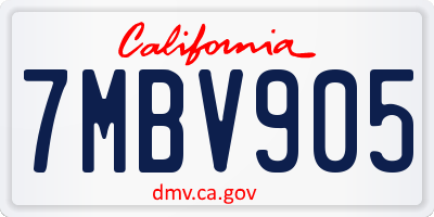 CA license plate 7MBV905