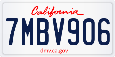 CA license plate 7MBV906