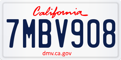 CA license plate 7MBV908