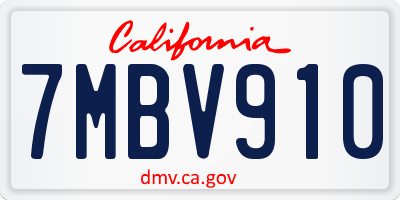 CA license plate 7MBV910