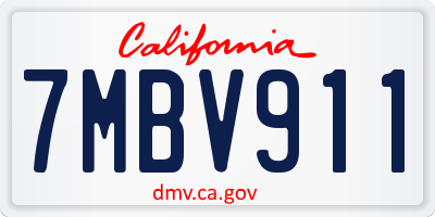 CA license plate 7MBV911