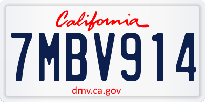 CA license plate 7MBV914