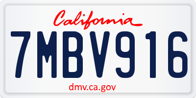 CA license plate 7MBV916