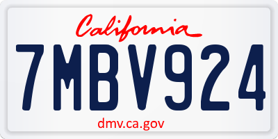 CA license plate 7MBV924