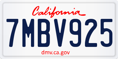 CA license plate 7MBV925