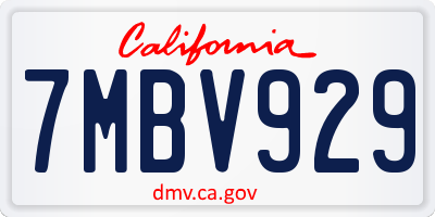 CA license plate 7MBV929