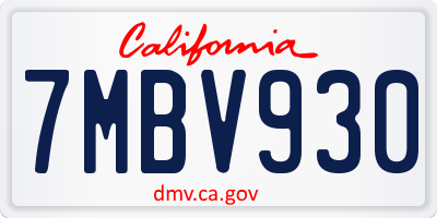 CA license plate 7MBV930
