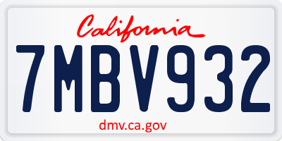 CA license plate 7MBV932