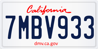CA license plate 7MBV933