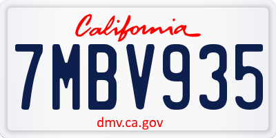 CA license plate 7MBV935