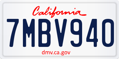 CA license plate 7MBV940