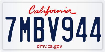 CA license plate 7MBV944