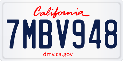 CA license plate 7MBV948