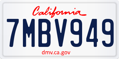 CA license plate 7MBV949