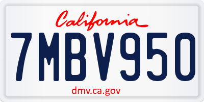 CA license plate 7MBV950