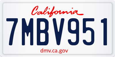 CA license plate 7MBV951