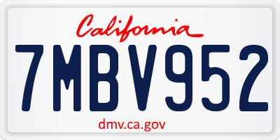 CA license plate 7MBV952
