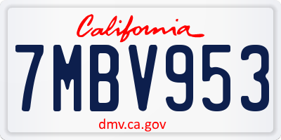 CA license plate 7MBV953