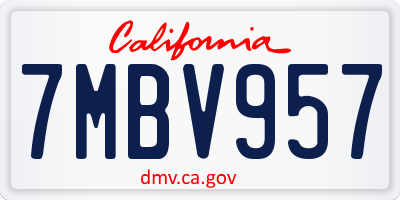 CA license plate 7MBV957
