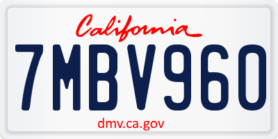 CA license plate 7MBV960