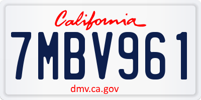 CA license plate 7MBV961