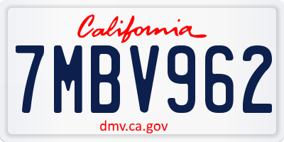 CA license plate 7MBV962