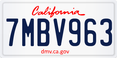 CA license plate 7MBV963