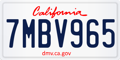 CA license plate 7MBV965