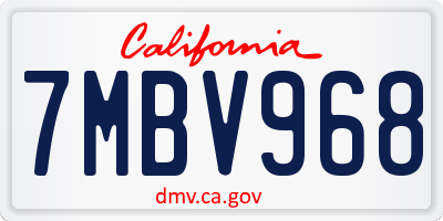 CA license plate 7MBV968