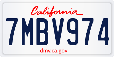 CA license plate 7MBV974