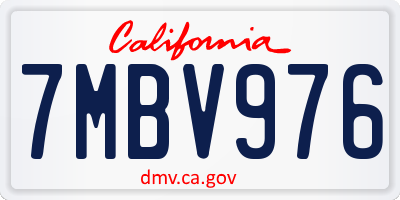CA license plate 7MBV976