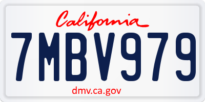 CA license plate 7MBV979