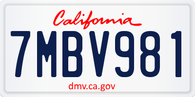 CA license plate 7MBV981