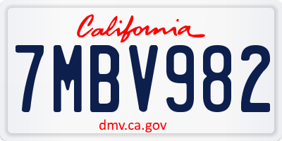 CA license plate 7MBV982