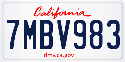CA license plate 7MBV983