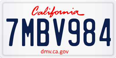 CA license plate 7MBV984