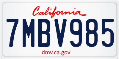 CA license plate 7MBV985