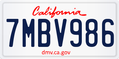 CA license plate 7MBV986