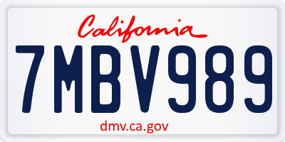 CA license plate 7MBV989