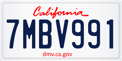 CA license plate 7MBV991