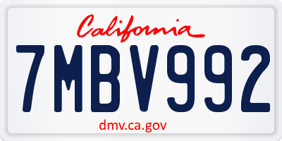 CA license plate 7MBV992