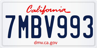 CA license plate 7MBV993