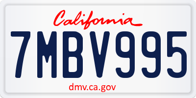 CA license plate 7MBV995